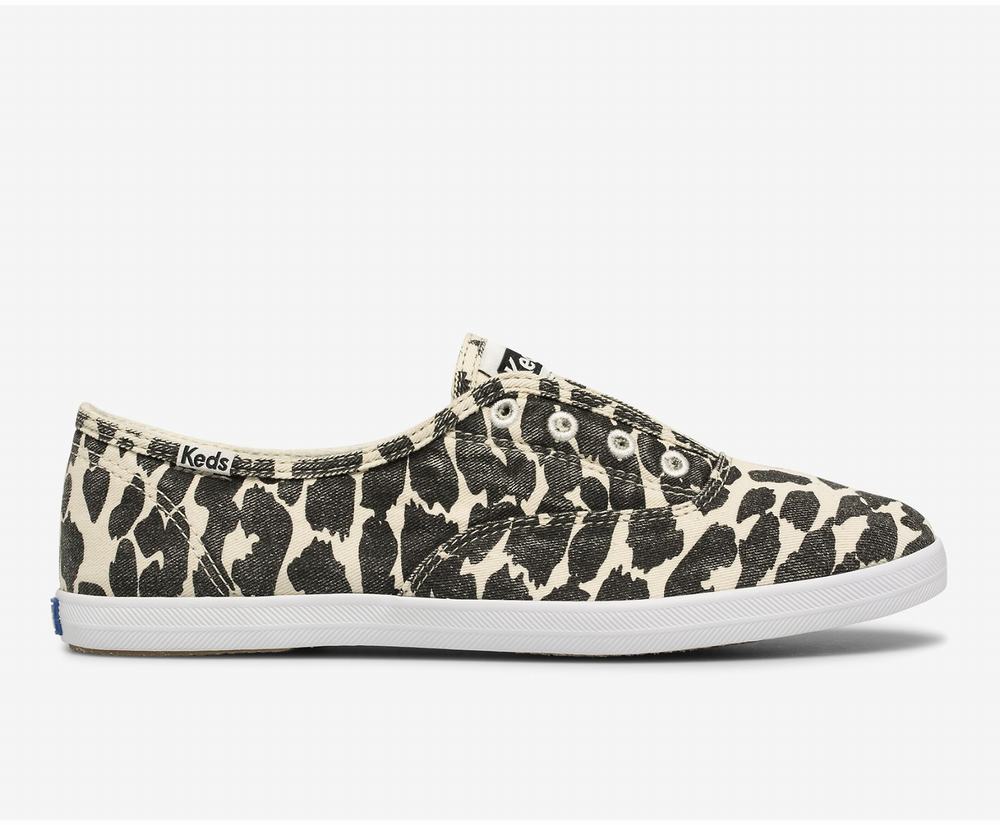 Women's Keds CHilax Washable Leopard Feat Organic Cotton Slip Ons Brown Black 0925813VN - South Afri